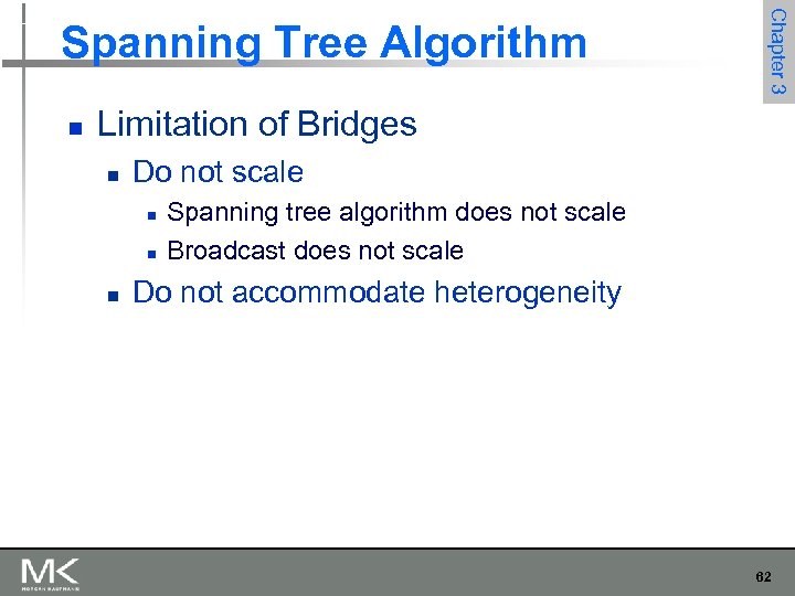 n Chapter 3 Spanning Tree Algorithm Limitation of Bridges n Do not scale n