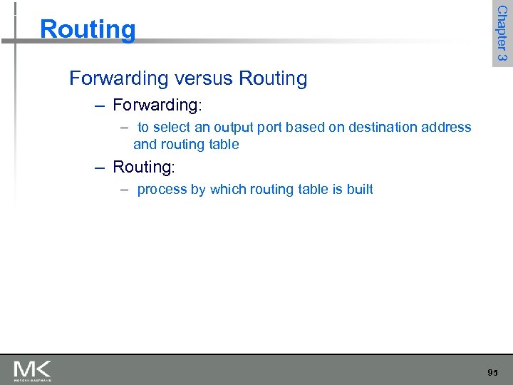 Chapter 3 Routing Forwarding versus Routing – Forwarding: – to select an output port