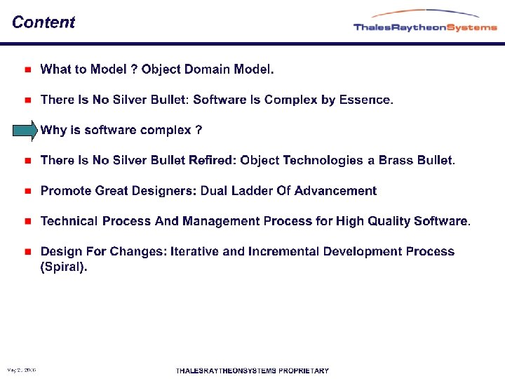 May 23 2006 THALESRAYTHEONSYSTEMS PROPRIETARY 