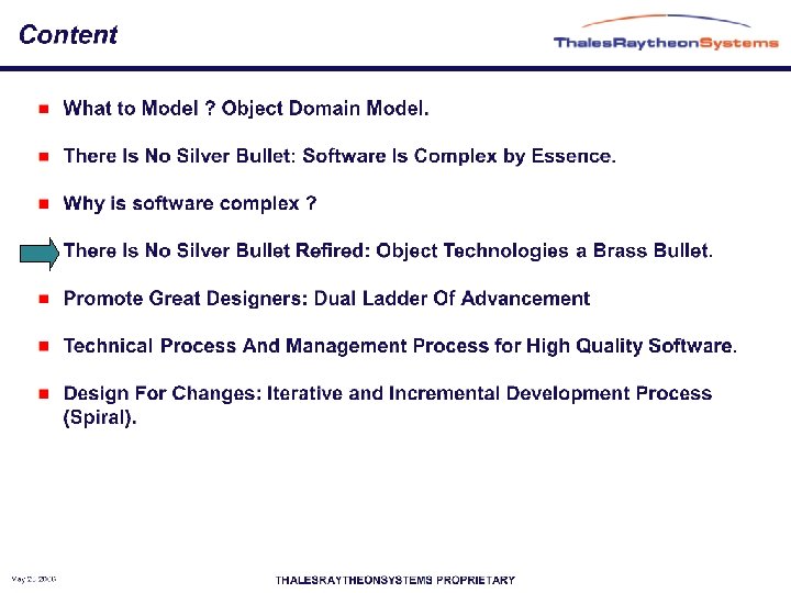 May 23 2006 THALESRAYTHEONSYSTEMS PROPRIETARY 