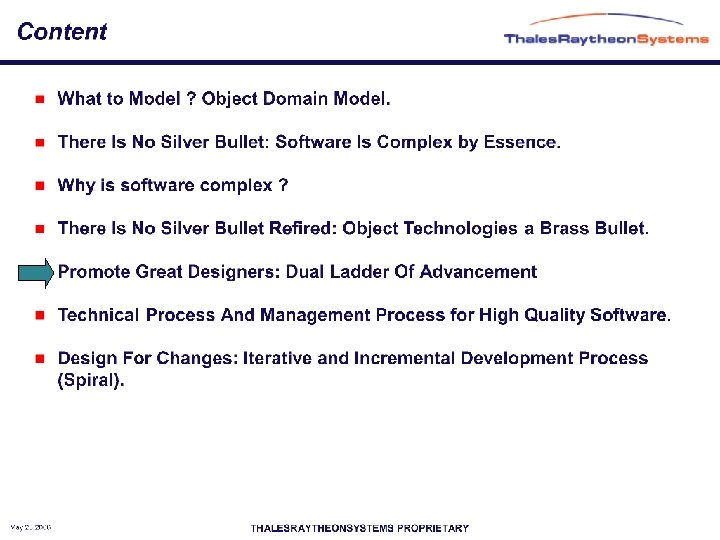 May 23 2006 THALESRAYTHEONSYSTEMS PROPRIETARY 