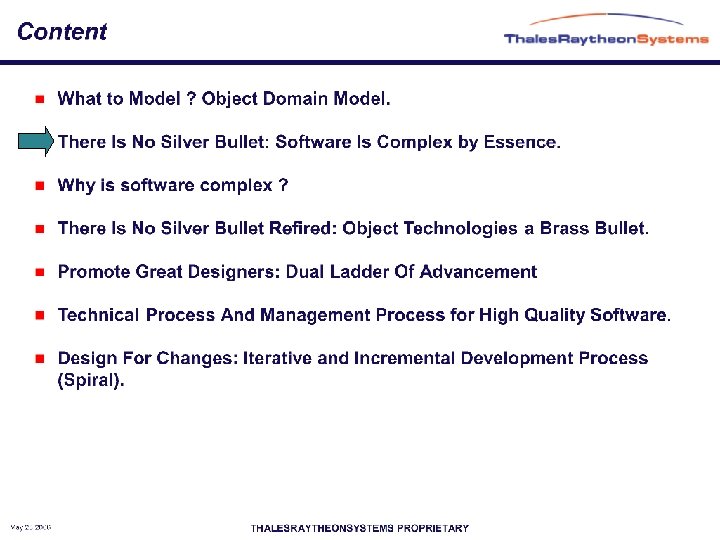 May 23 2006 THALESRAYTHEONSYSTEMS PROPRIETARY 