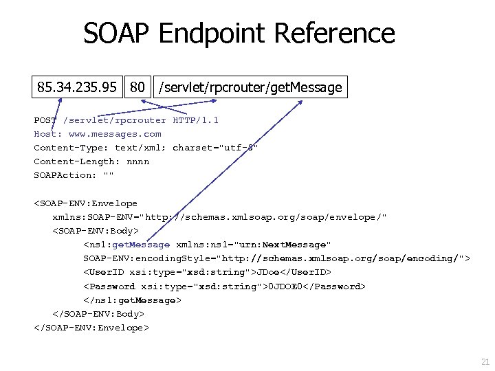 SOAP Endpoint Reference 85. 34. 235. 95 80 /servlet/rpcrouter/get. Message POST /servlet/rpcrouter HTTP/1. 1