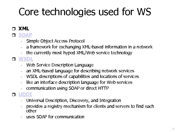 Core technologies used for WS r XML r SOAP - Simple Object Access Protocol