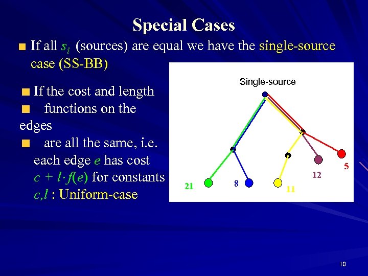 Special Cases If all si (sources) are equal we have the single-source case (SS-BB)