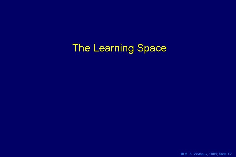 The Learning Space © M. A. Wattiaux, 2003; Slide 17 