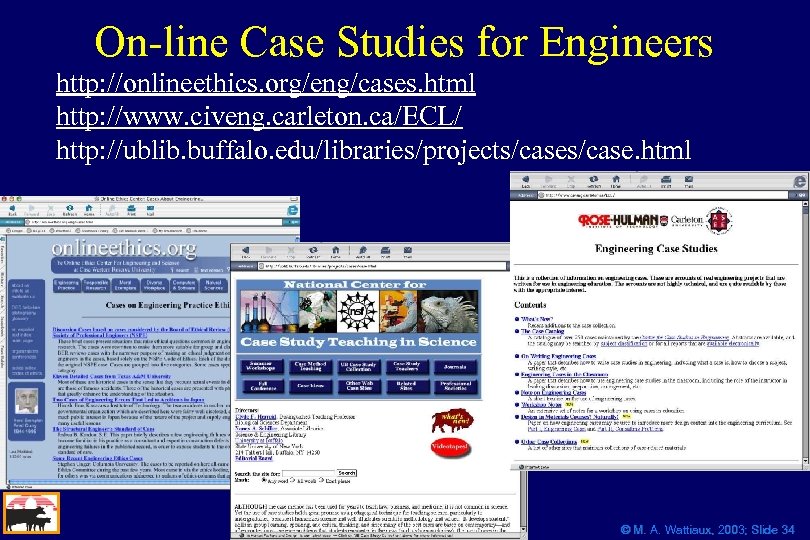 On-line Case Studies for Engineers http: //onlineethics. org/eng/cases. html http: //www. civeng. carleton. ca/ECL/