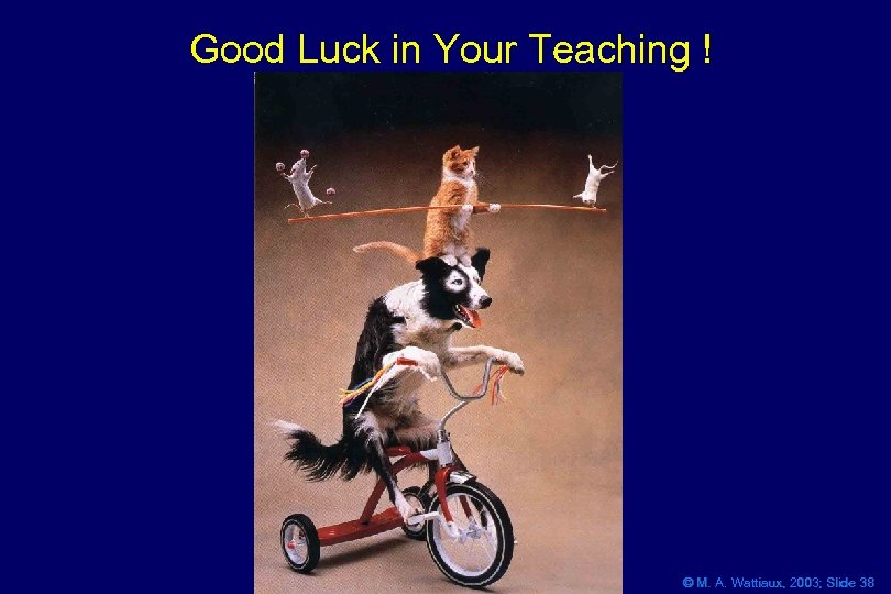 Good Luck in Your Teaching ! © M. A. Wattiaux, 2003; Slide 38 