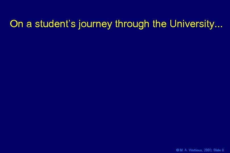 On a student’s journey through the University. . . © M. A. Wattiaux, 2003;