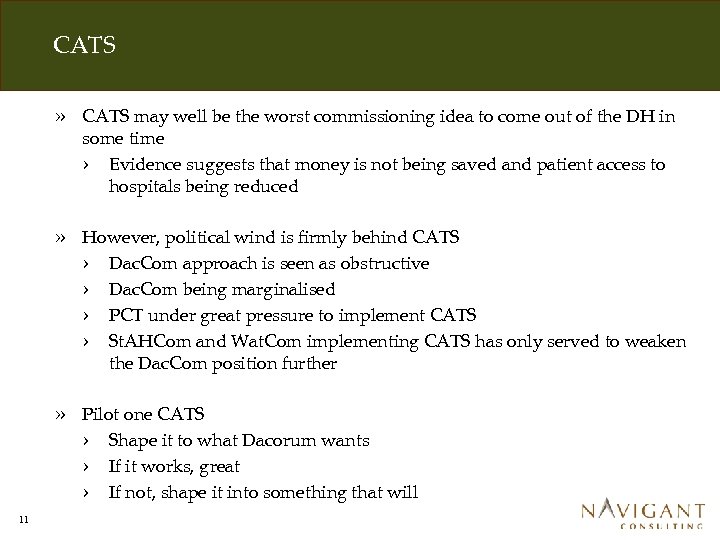 CATS » » However, political wind is firmly behind CATS › Dac. Com approach