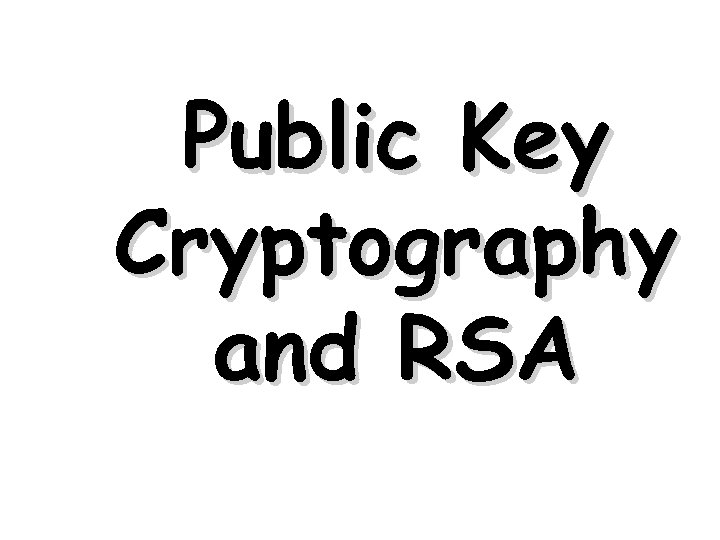 Public Key Cryptography and RSA 