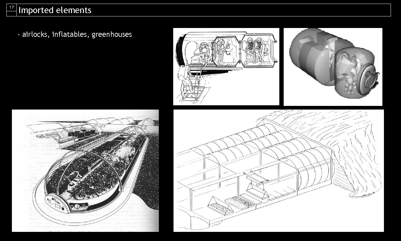 17 Imported elements - airlocks, inflatables, greenhouses 