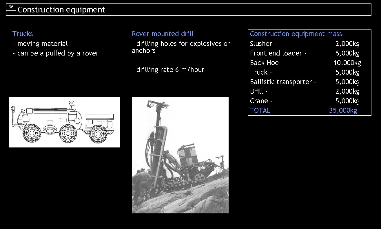 56 Construction equipment Trucks - moving material - can be a pulled by a