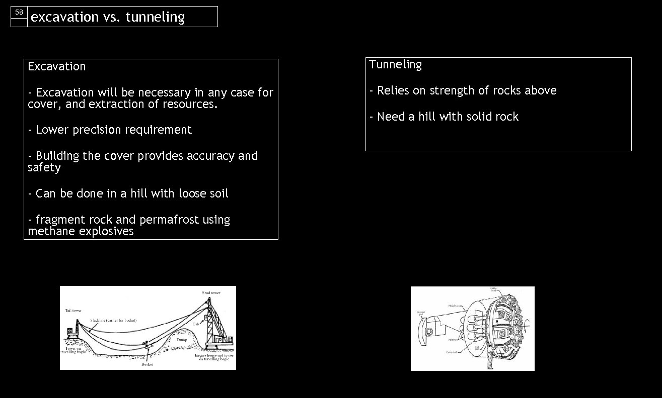 58 excavation vs. tunneling Excavation Tunneling - Excavation will be necessary in any case