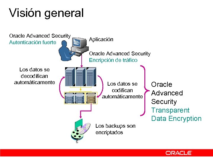 Visión general Oracle Advanced Security Autenticación fuerte Aplicación Oracle Advanced Security Encripción de tráfico