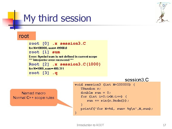 My third session root [0]. x session 3. C for N=100000, sum= 45908. 6