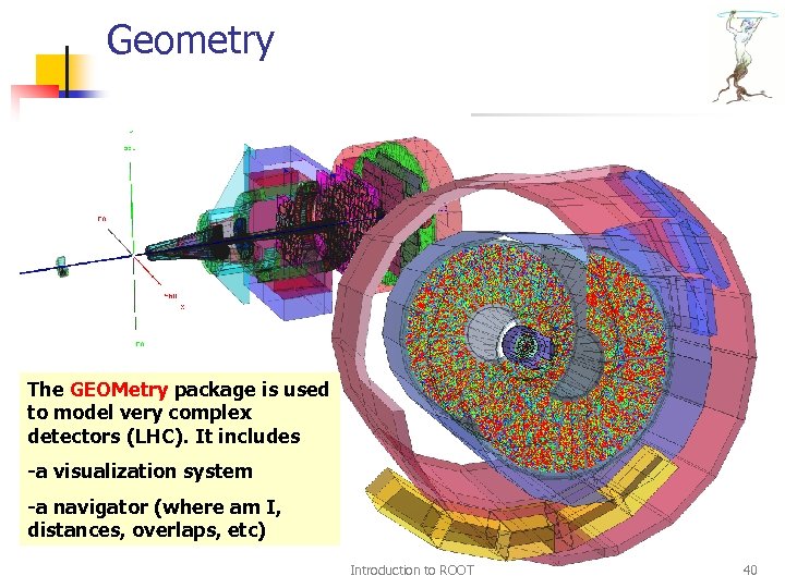 Geometry The GEOMetry package is used to model very complex detectors (LHC). It includes