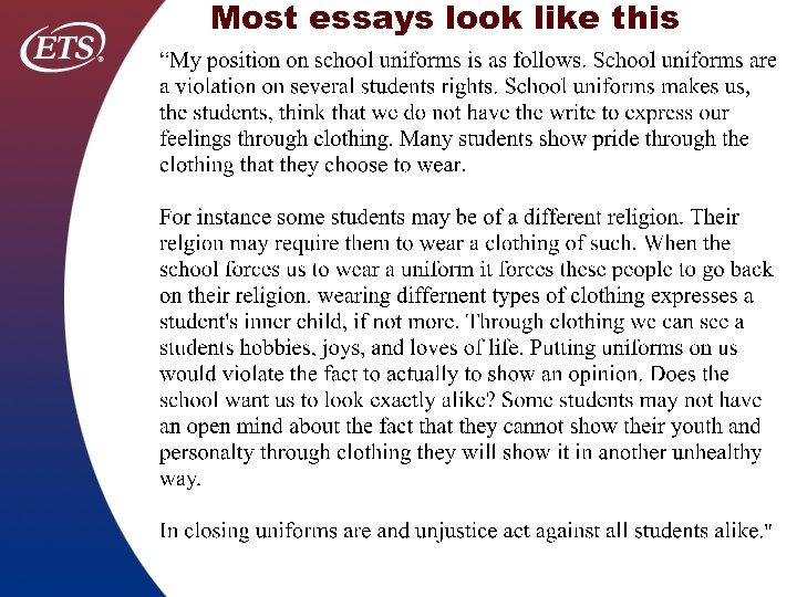 Most essays look like this 