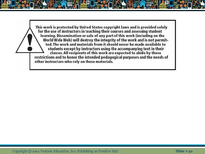 Copyright © 2014 Pearson Education, Inc. Publishing as Prentice Hall Slide 7 -52 