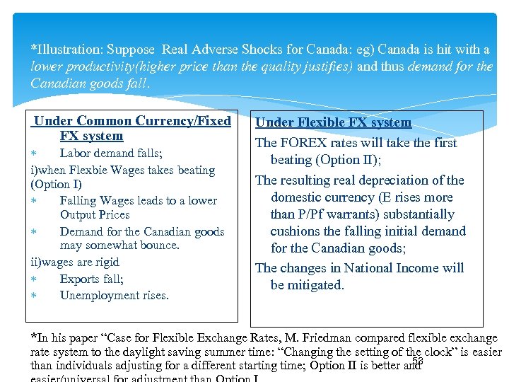*Illustration: Suppose Real Adverse Shocks for Canada: eg) Canada is hit with a lower