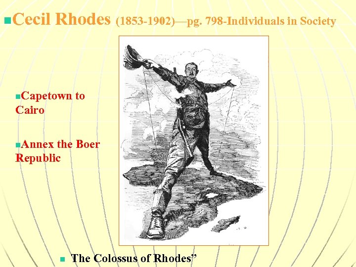 Cecil Rhodes (1853 -1902)—pg. 798 -Individuals in Society n Capetown to Cairo n Annex