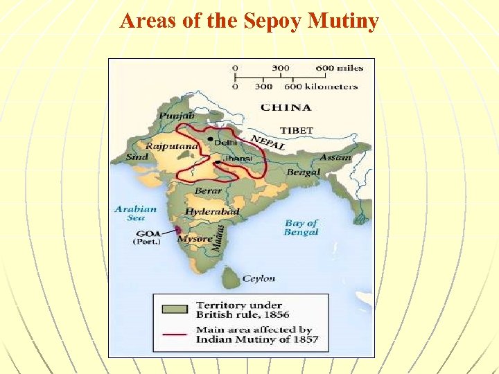 Areas of the Sepoy Mutiny 