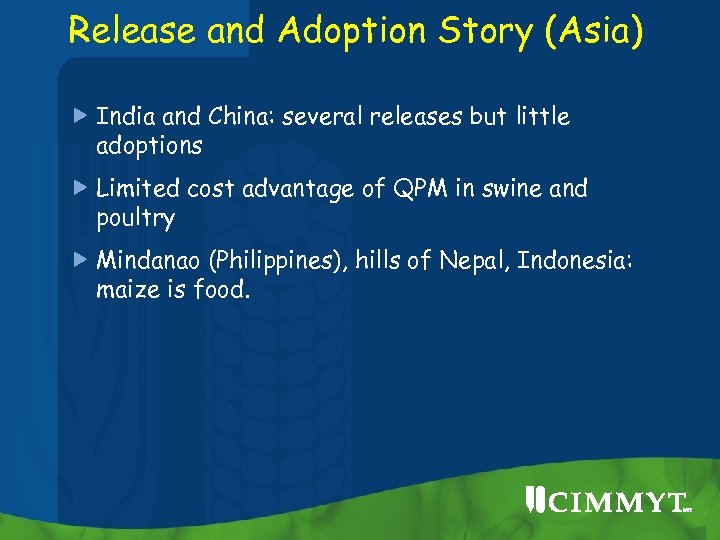 Release and Adoption Story (Asia) India and China: several releases but little adoptions Limited