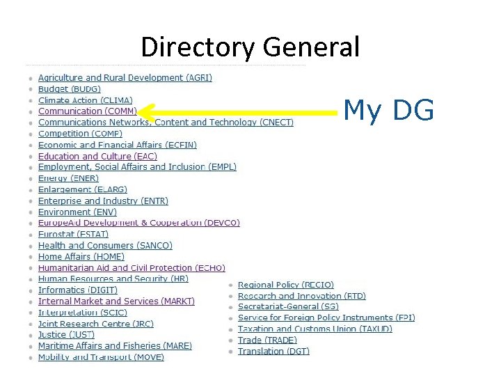 Directory General My DG 