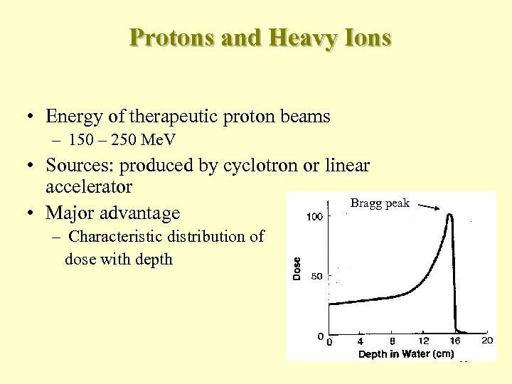 Protons and Heavy Ions • Energy of therapeutic proton beams – 150 – 250