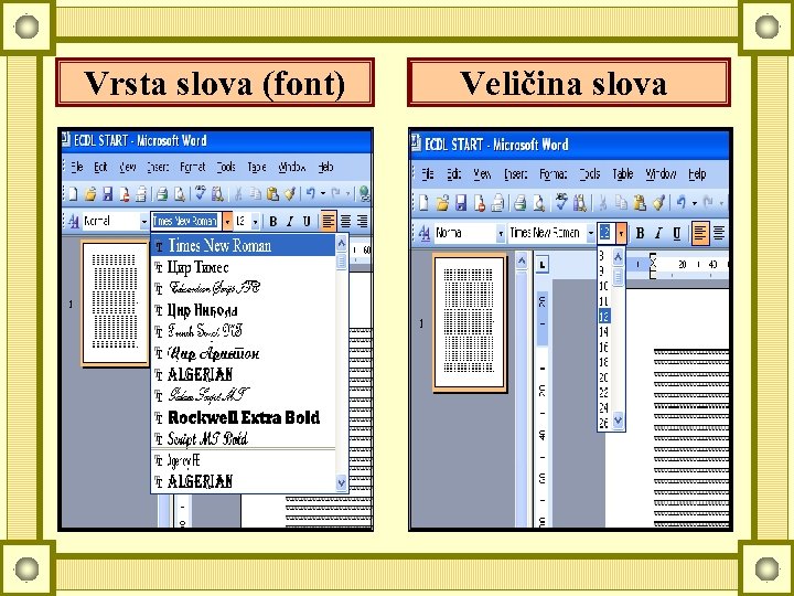 Vrsta slova (font) Veličina slova 