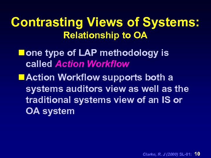 Contrasting Views of Systems: Relationship to OA n one type of LAP methodology is