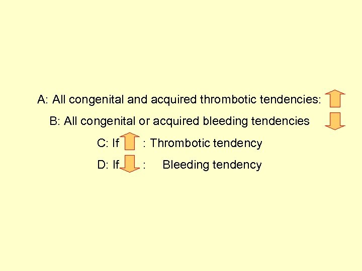A: All congenital and acquired thrombotic tendencies: B: All congenital or acquired bleeding tendencies