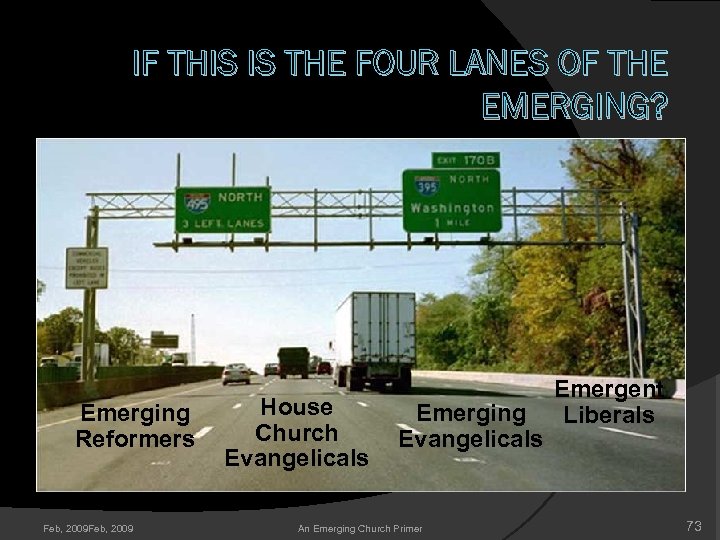 IF THIS IS THE FOUR LANES OF THE EMERGING? Emerging Reformers Feb, 2009 House