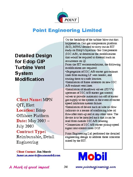 Point Engineering Limited Detailed Design for Edop GIP Turbine Vent System Modification Client Name: