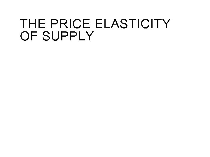 THE PRICE ELASTICITY OF SUPPLY 