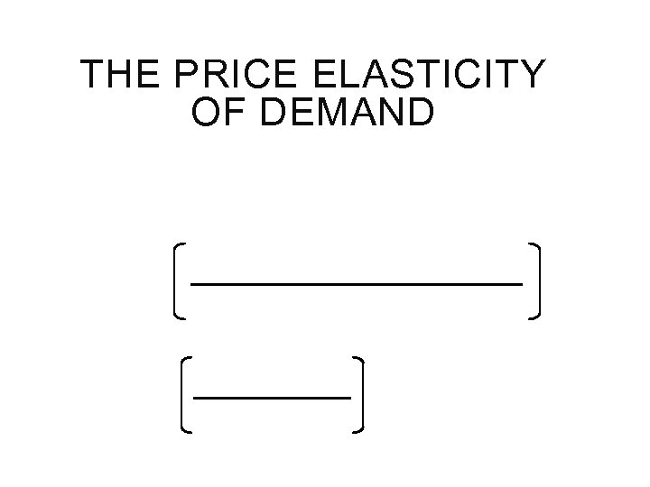 THE PRICE ELASTICITY OF DEMAND 