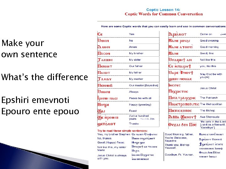 Make your own sentence What’s the difference Epshiri emevnoti Epouro ente epouo 