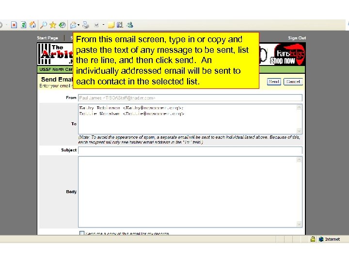 From this email screen, type in or copy and paste the text of any