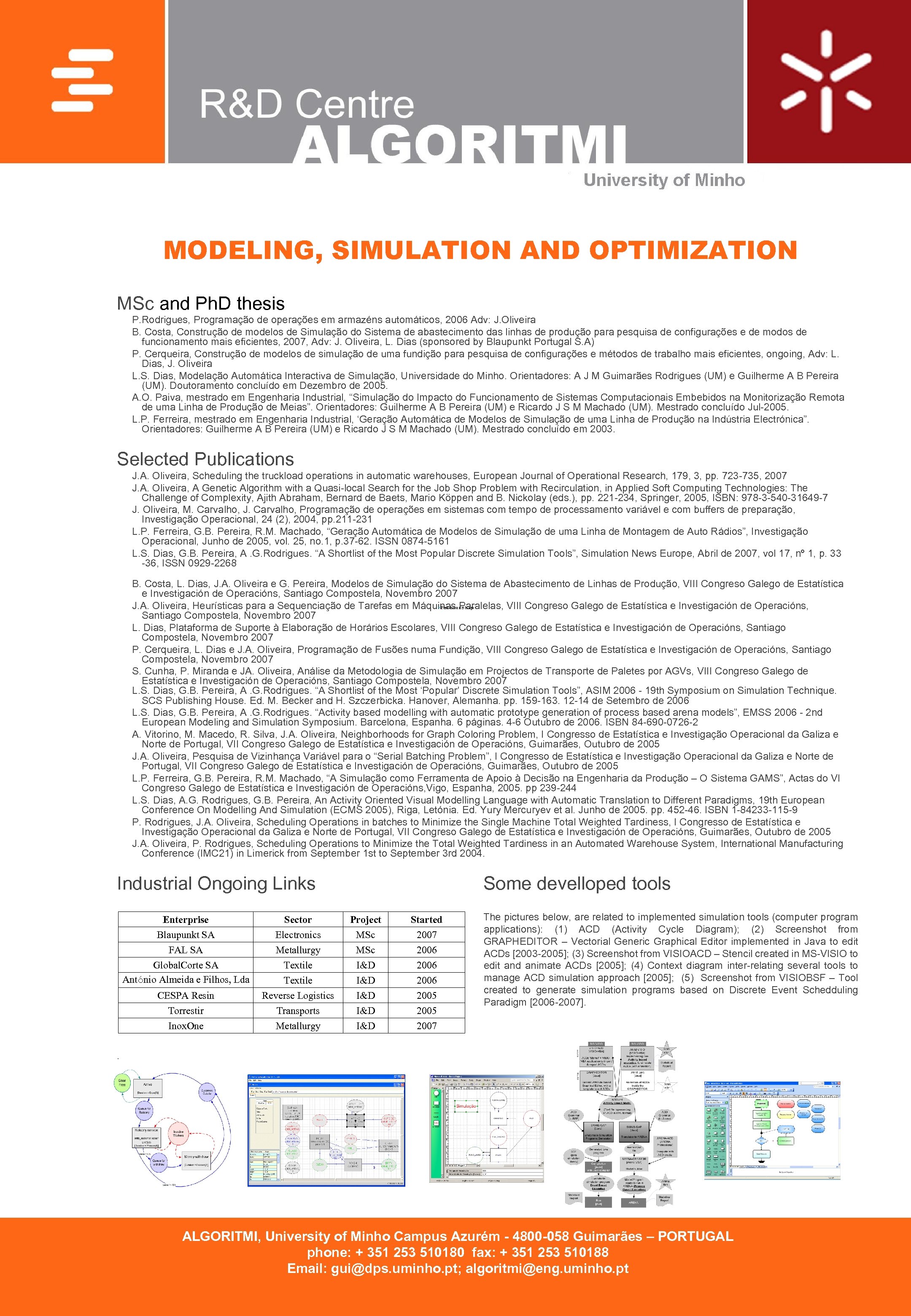 MODELING, SIMULATION AND OPTIMIZATION MSc and Ph. D thesis P. Rodrigues, Programação de operações