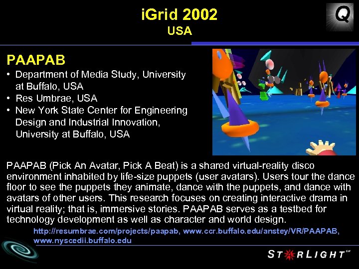 i. Grid 2002 USA PAAPAB • Department of Media Study, University at Buffalo, USA