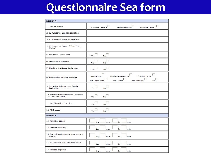 Questionnaire Sea form 12 