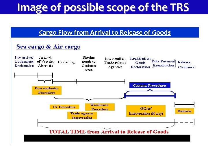 Image of possible scope of the TRS Cargo Flow from Arrival to Release of