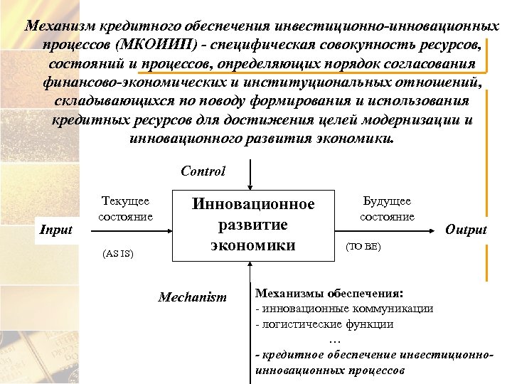 Кредитное обеспечение. Инвестиционно-кредитный механизм. Инновационно-инвестиционный механизм. Механизм обеспечения кредита. Инновационный кредит.