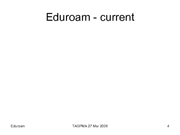 Eduroam - current Eduroam TAGPMA 27 Mar 2006 4 