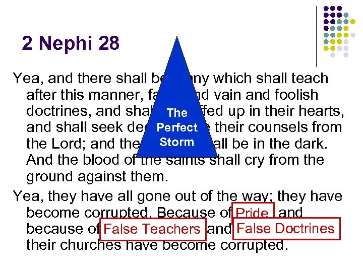 2 Nephi 28 Yea, and there shall be many which shall teach after this