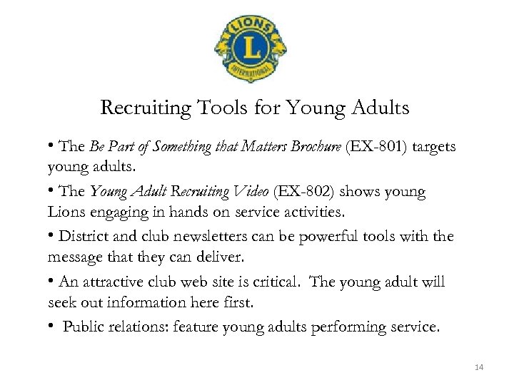 Recruiting Tools for Young Adults • The Be Part of Something that Matters Brochure