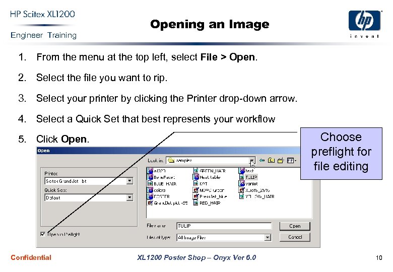 Engineer Training Opening an Image 1. From the menu at the top left, select