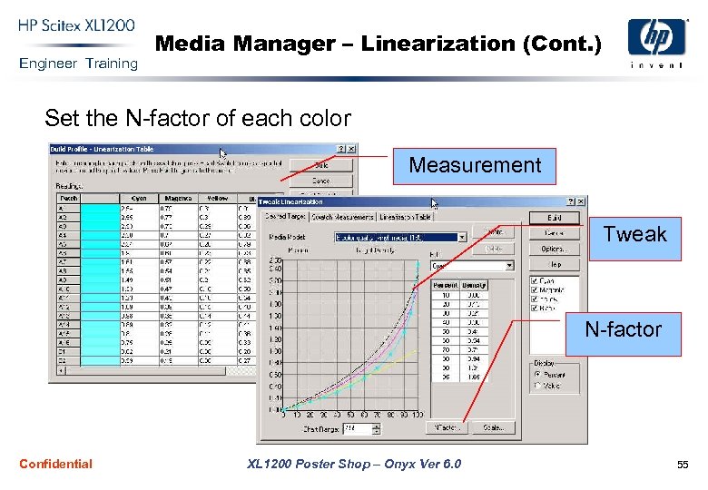 Engineer Training Media Manager – Linearization (Cont. ) Set the N-factor of each color