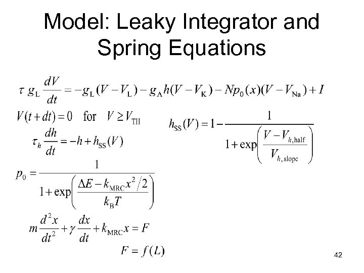 Model: Leaky Integrator and Spring Equations 42 