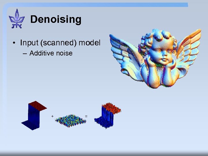 Denoising • Input (scanned) model – Additive noise + = 